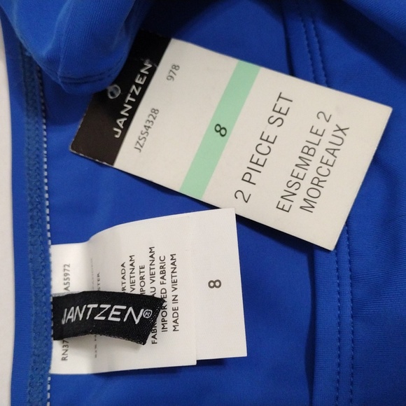 NWT Jantzen 2 Piece Set Swimwear Tiered Striped Tankini Top & Bikini Botom US 8 - Picture 16 of 17